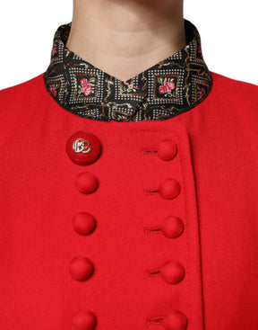 Dolce & Gabbana Roter Jacquard Wolle Frauen Trenchcoat Jacke