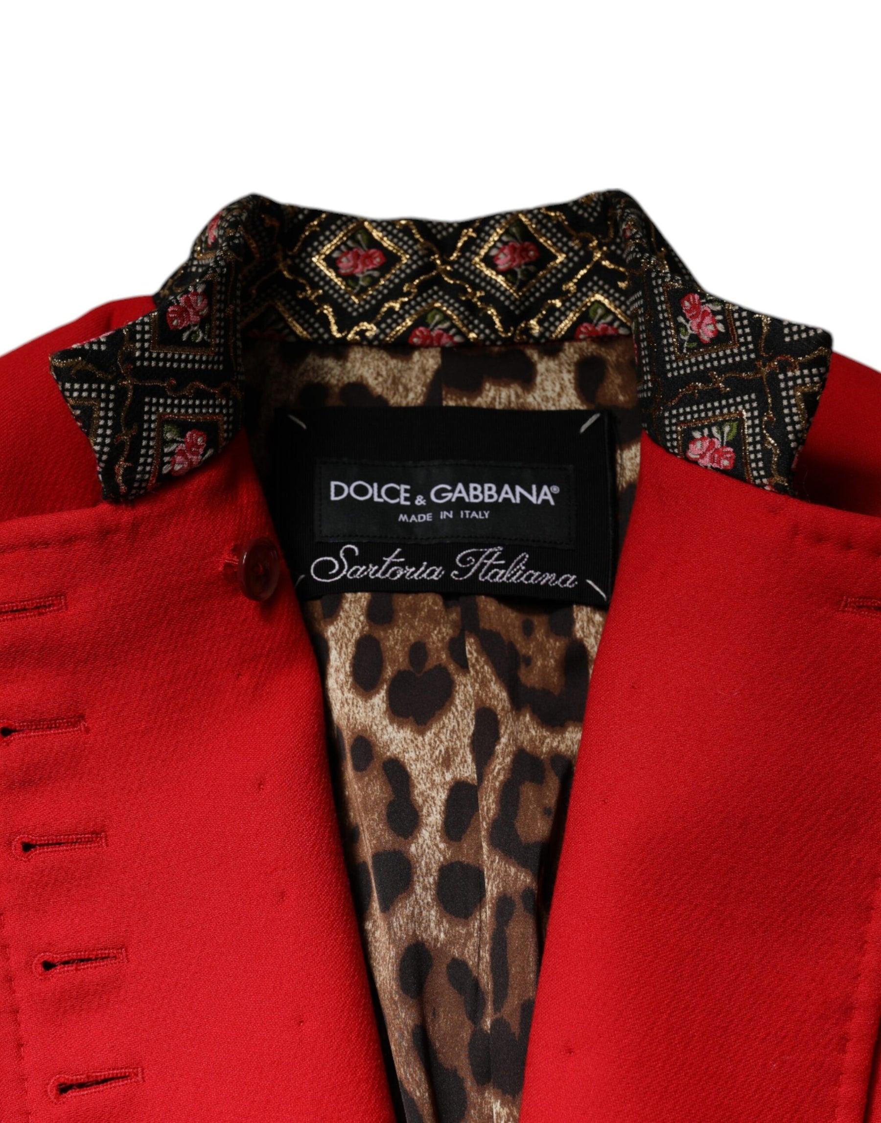 Dolce & Gabbana Roter Jacquard Wolle Frauen Trenchcoat Jacke