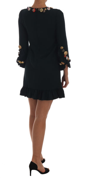 Dolce & Gabbana Kristallgrünes kurzes Stretch-Kleid in A-Linie