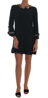 Dolce & Gabbana Kristallgrünes kurzes Stretch-Kleid in A-Linie