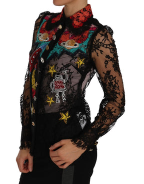 Dolce & Gabbana Schwarzes Lace Crystal SPACE Hemd