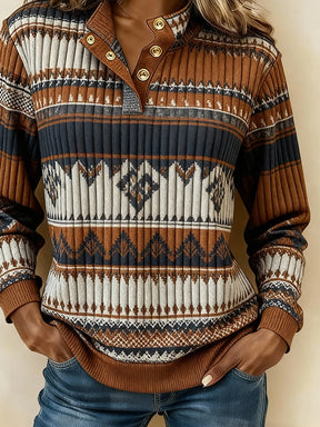 Kuscheliges Norweger Sweatshirt Damen Winter Color Block