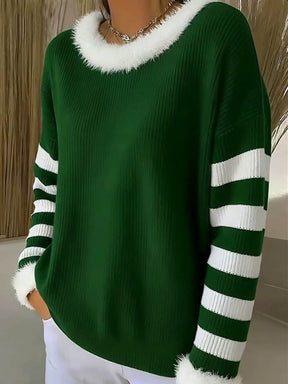 Kuscheliger Weihnachts Pullover Damen tannengrün Wintertop