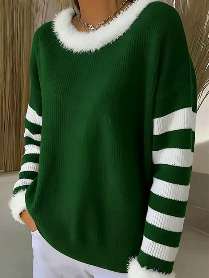 Kuscheliger Weihnachts Pullover Damen tannengrün Wintertop