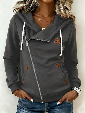 Kuscheliges Winter Hoodie Damen olivgrün mit Reißverschluss