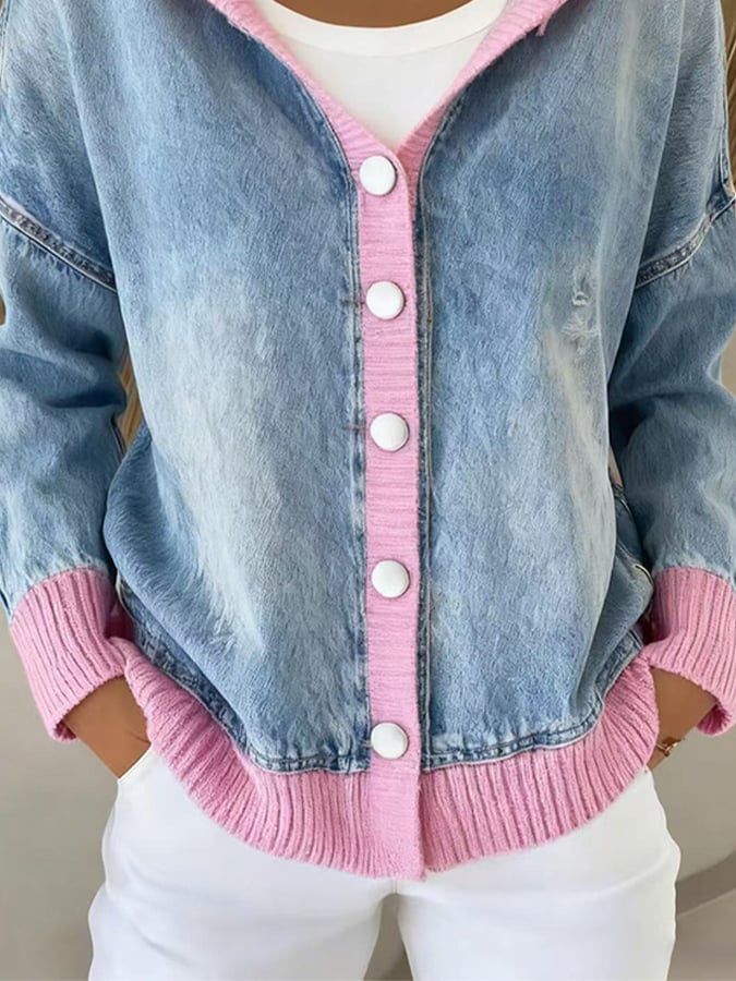 Winter Damen Jeansjacke mit Kapuze – warm und casual