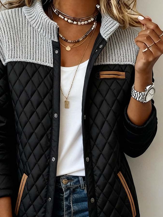 Damen Winter Steppjacke warm wattiert casual schwarz