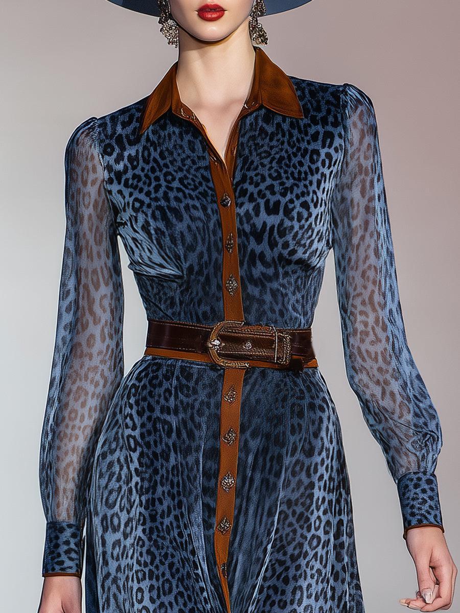 Blue Leopard Midi Dress - Der stylische Herbstbegleiter für jede Gelegenheit