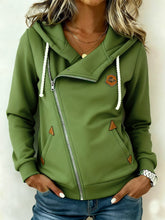 Kuscheliges Winter Hoodie Damen olivgrün mit Reißverschluss