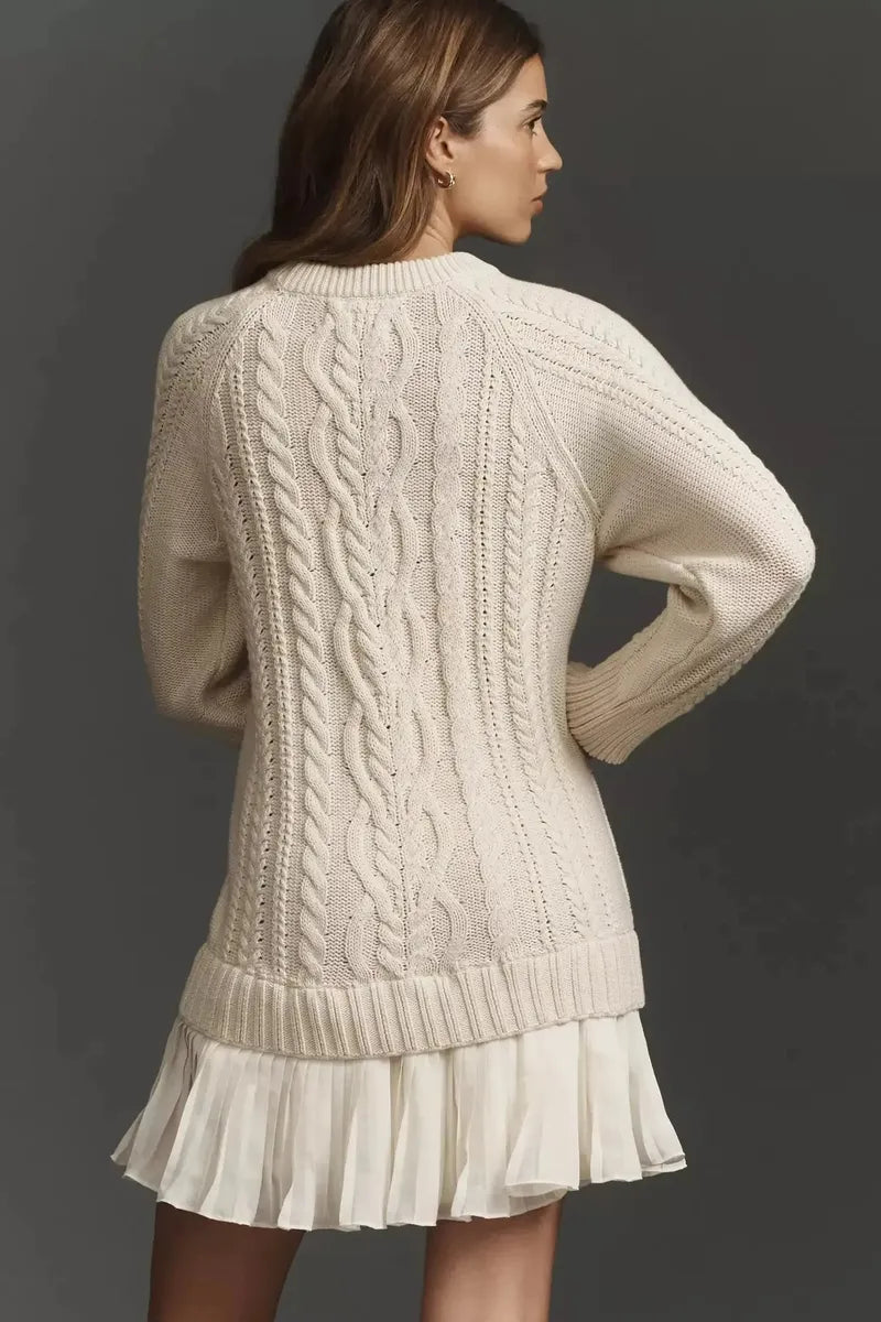 Beiges Mini Sweater Dress: Herbstserwachen mit Komfort & Eleganz