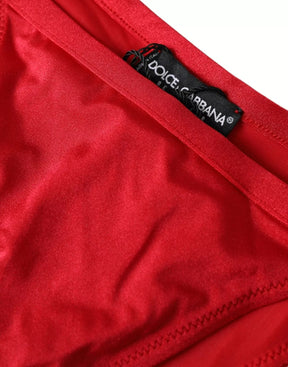 Dolce & Gabbana Rotes Nylon Stretch Bademode Badeanzug Unterteil Bikini