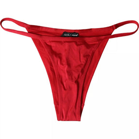Dolce & Gabbana Rotes Nylon Stretch Bademode Badeanzug Unterteil Bikini