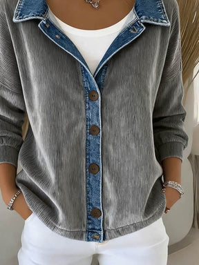 Warme Cord Denim Winterjacke Grau – Casual & Stylisch