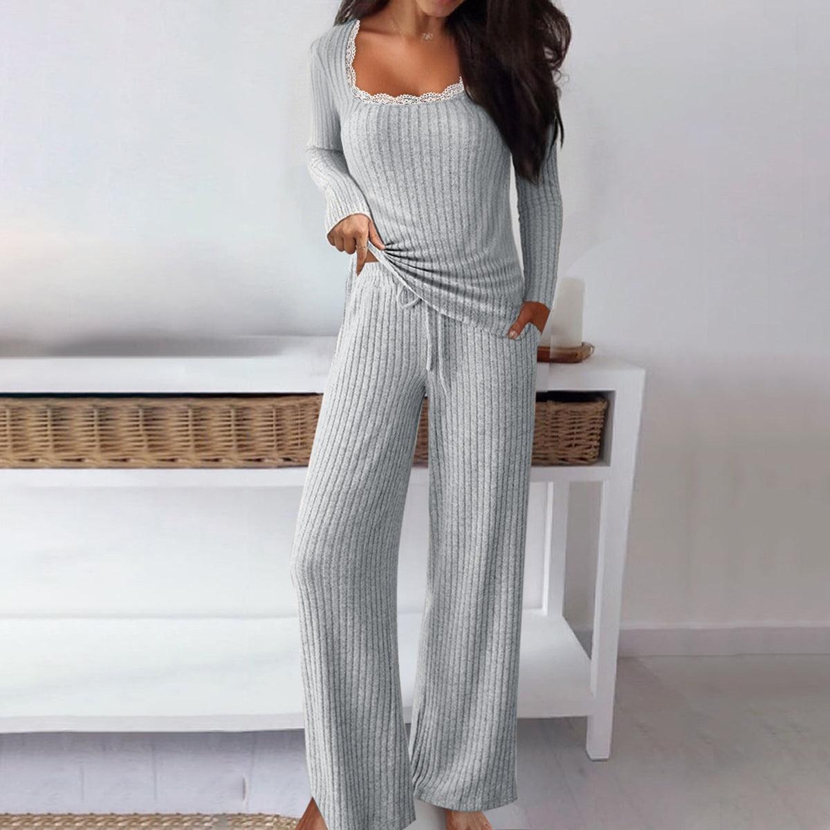 Grey Plain Long Sleeve Two Piece Set - Stilvolles & Bequemes Herbsts-Must-Have