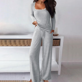 Grey Plain Long Sleeve Two Piece Set - Stilvolles & Bequemes Herbsts-Must-Have