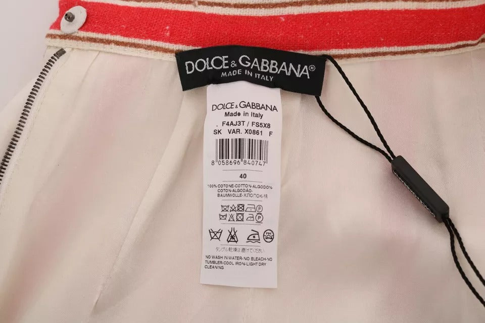 Dolce & Gabbana Multicolor Portofino Streifen Baumwolle Midirock