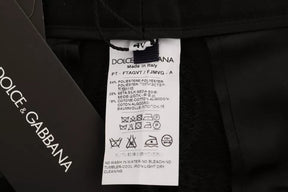 Dolce & Gabbana Schwarze Brokathose mit hoher Taille und Blumenmuster