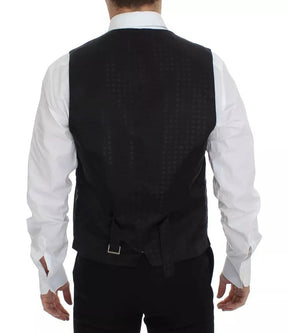 Dolce & Gabbana Schwarzes Wollseidenkleid Gilet Jacke Weste