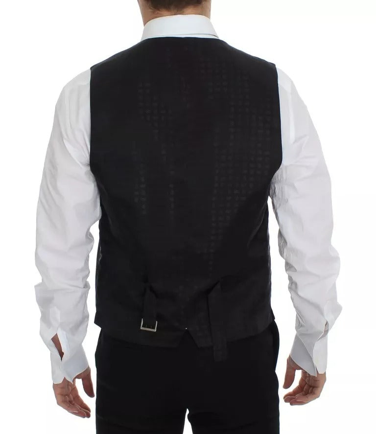 Dolce & Gabbana Schwarzes Wollseidenkleid Gilet Jacke Weste