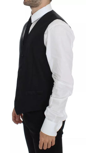 Dolce & Gabbana Schwarzes Wollseidenkleid Gilet Jacke Weste