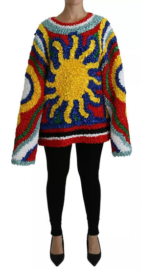 Dolce & Gabbana Multicolor Sun Ruffled Top Bluse Pullover