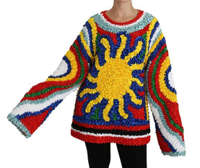 Dolce & Gabbana Multicolor Sun Ruffled Top Bluse Pullover