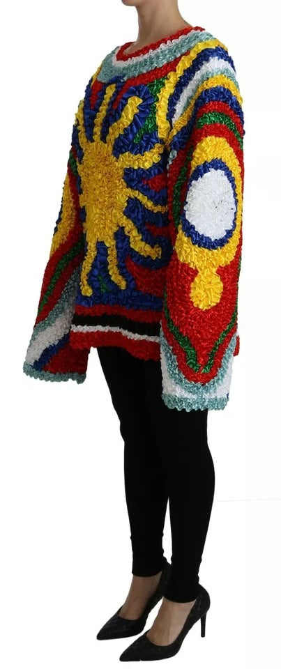 Dolce & Gabbana Multicolor Sun Ruffled Top Bluse Pullover