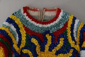 Dolce & Gabbana Multicolor Sun Ruffled Top Bluse Pullover