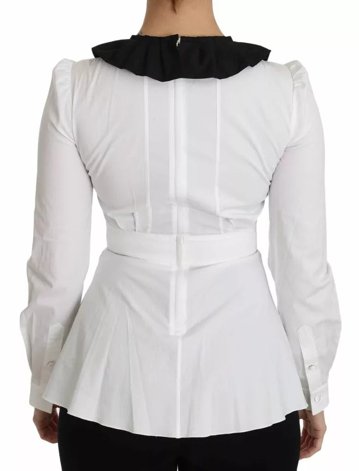 Dolce & Gabbana Schwarz Weiß Dekorative Knöpfe Tops Shirt Bluse