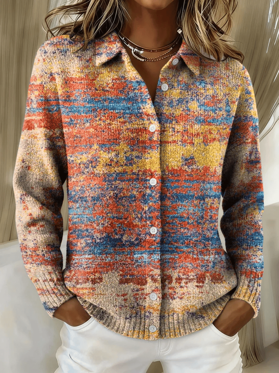 Bunter Winter Cardigan Damen warm kuschelig multicolor S–5XL