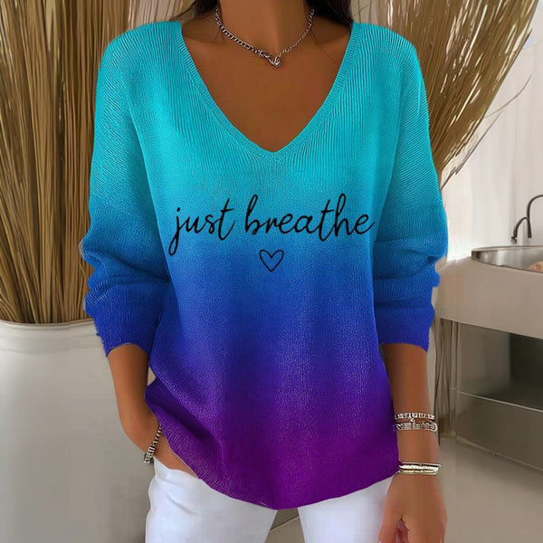 Blue Long Sleeve V-Neck Top - Stilvolles Herbsts-Basic mit Komfort und Vielseitigkeit