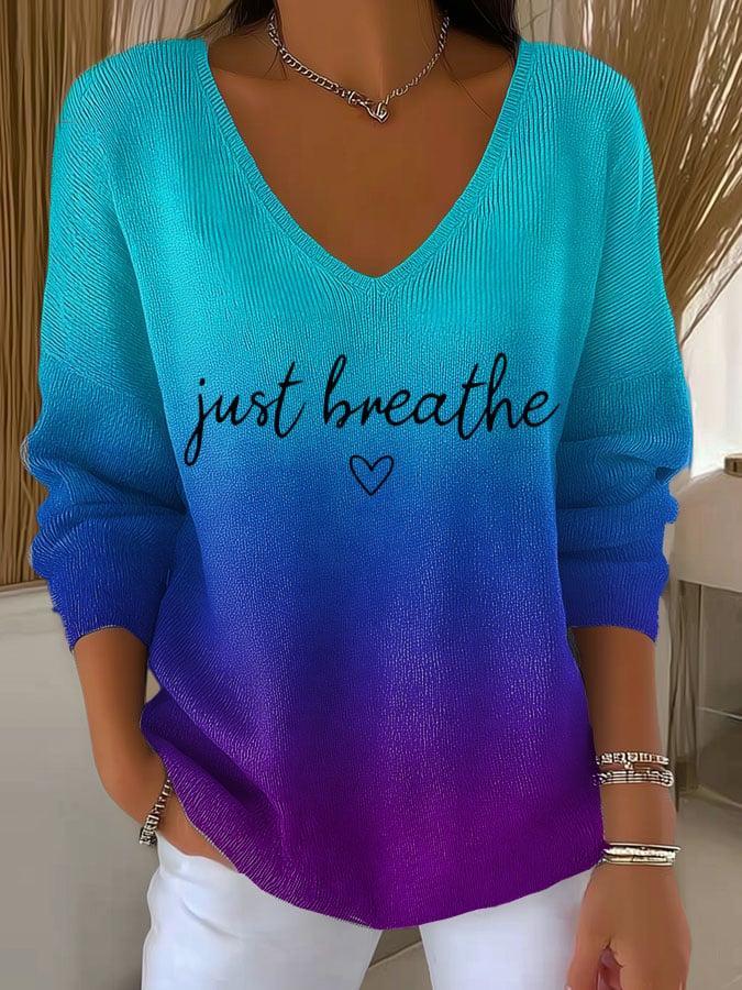 Blue Long Sleeve V-Neck Top - Stilvolles Herbsts-Basic mit Komfort und Vielseitigkeit