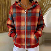 Winter Chic Showy Check Zip Front Hoodie - Warm, Stylisch & Vielseitig
