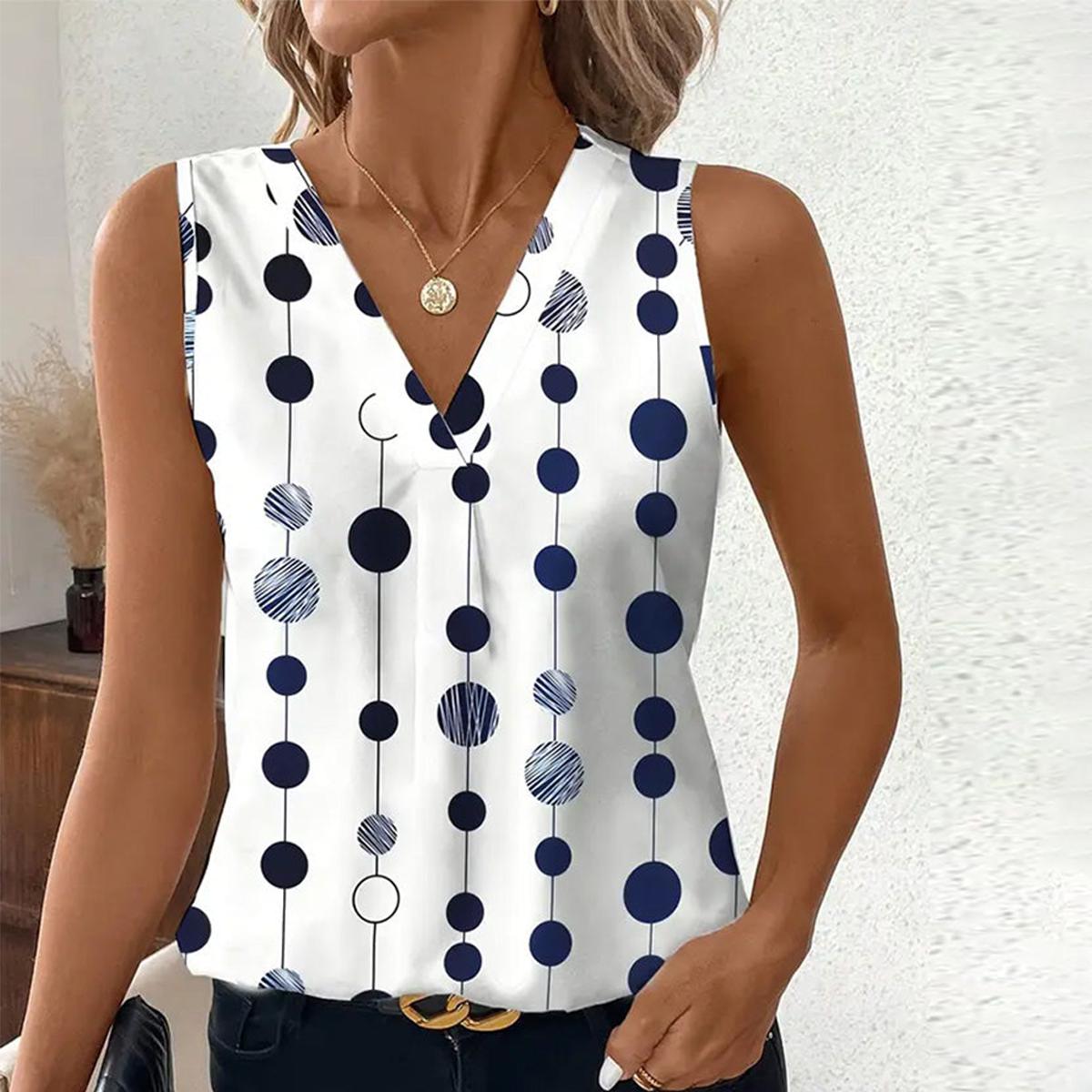 Classy Polka Dot ärmelloses Tank Top - Herbstsfrische Eleganz für warme Tage