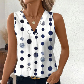 Classy Polka Dot ärmelloses Tank Top - Herbstsfrische Eleganz für warme Tage