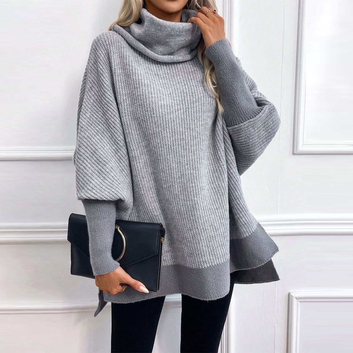 Baggy Grey Long Sleeve Sweater - Herbstlicher Wohlfühl-Chic für Trendsetter