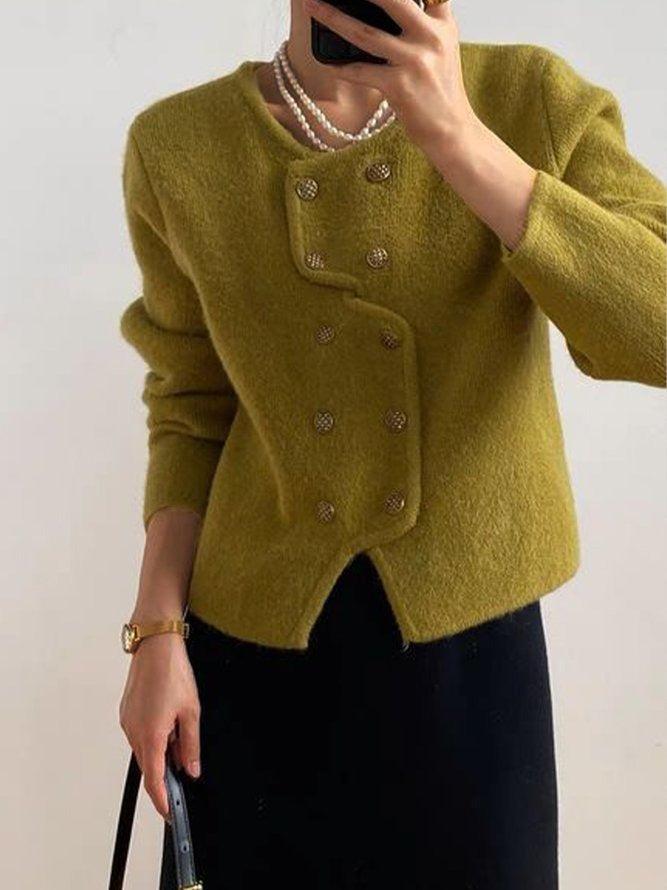 Elegant Plain Long Sleeve Sweater - Dein perfekter kuscheliger Herbstbegleiter