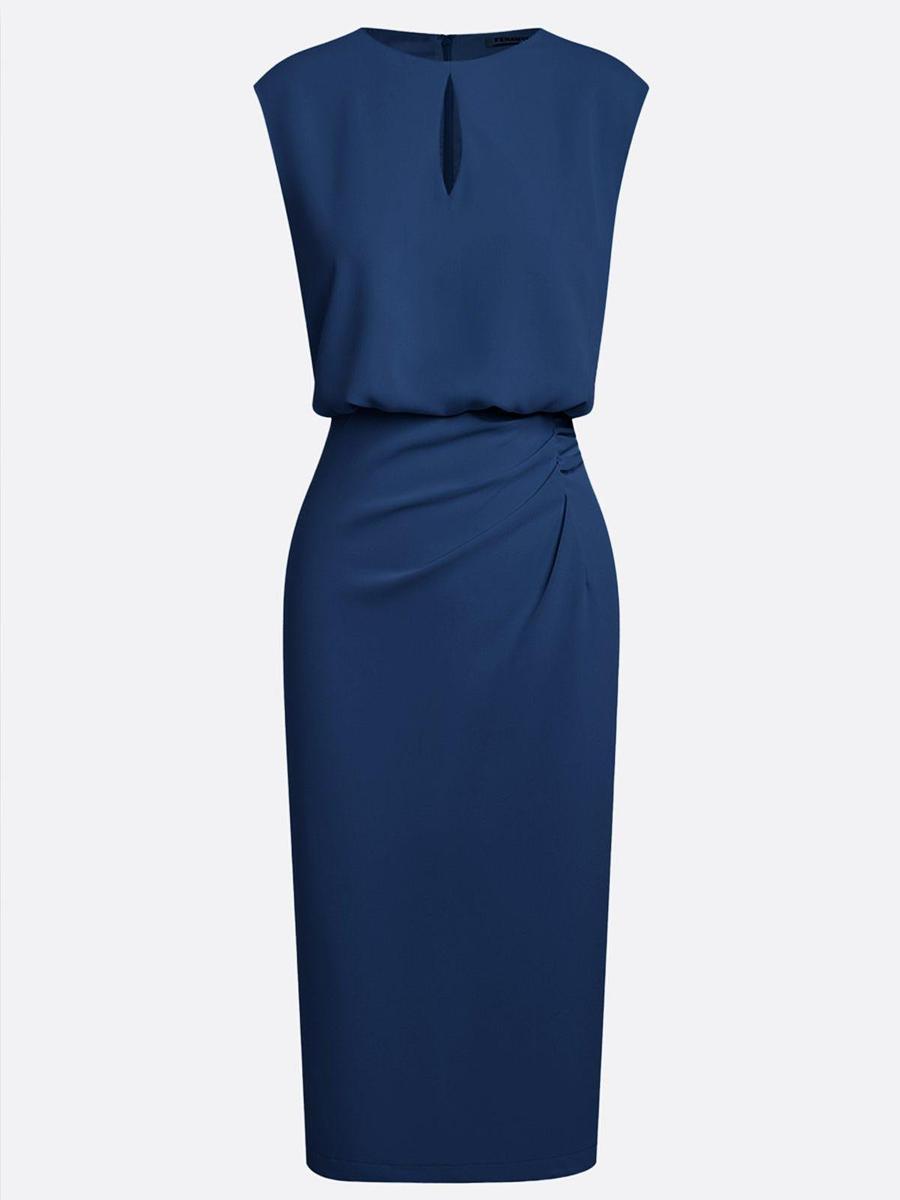 Ärmelloses Midi-Kleid in strahlendem Blau - Perfekt für den Herbstsstart