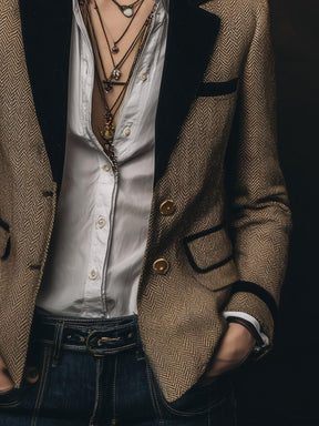 Winter Retro Blazer Braun tailliert warm für Damen