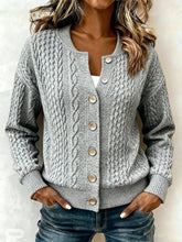 Warmer Damen Winter Cardigan Hellgrau Strickjacke S–3XL