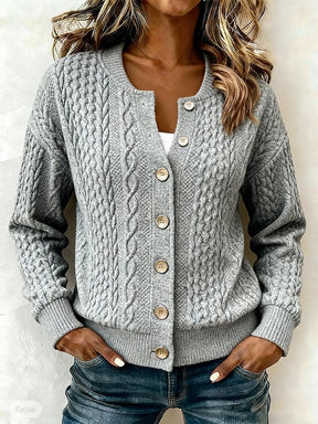 Warmer Damen Winter Cardigan Hellgrau Strickjacke S–3XL