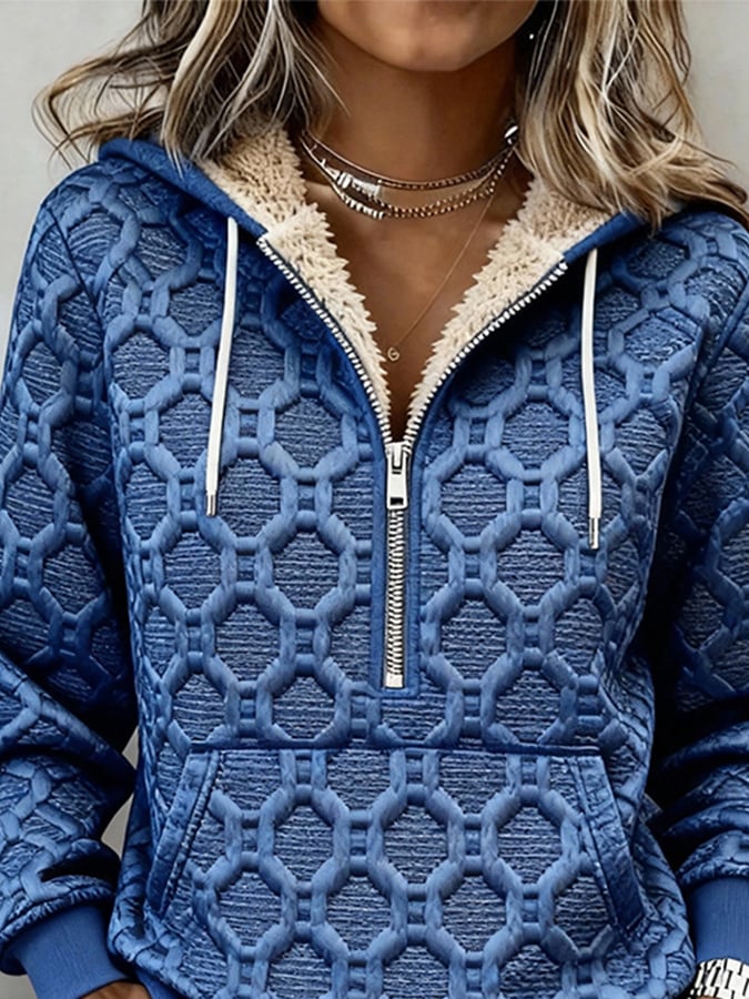 Damen Winter Fleece Hoodie Royalblau – Kuscheliges Sweatshirt