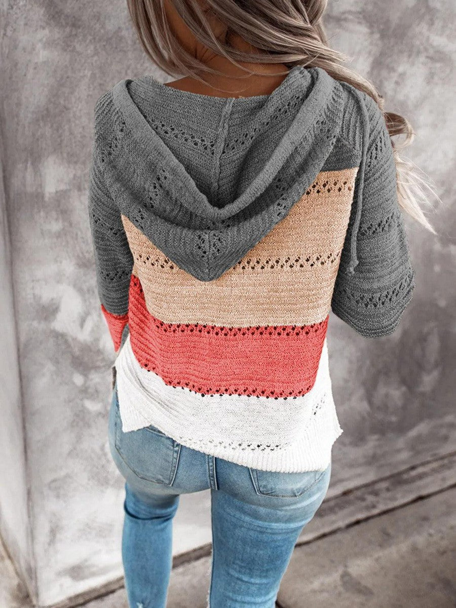 Stilvoller Herbst-Hoodie mit Color Block Design - Wärme & Komfort im Herbstlook