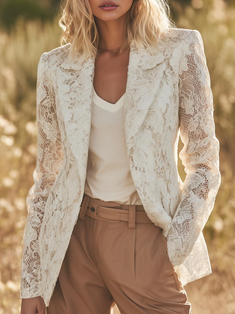 Vintage Lapel Long Sleeve Blazer - Eleganz & Komfort für den Herbstslook
