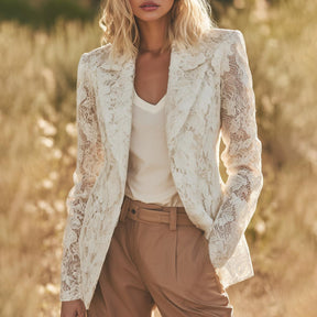 Vintage Lapel Long Sleeve Blazer - Eleganz & Komfort für den Herbstslook
