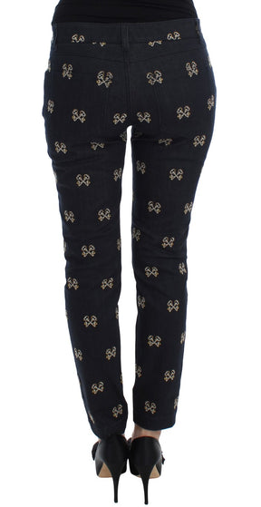 Dolce & Gabbana Blaue Schlüssel bestickte Slim Fit KATE Jeans