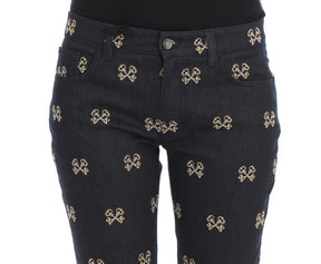 Dolce & Gabbana Blaue Schlüssel bestickte Slim Fit KATE Jeans
