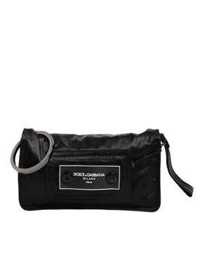 Dolce & Gabbana Schwarze Stoff Logo Two Way Clutch Crossbody Tasche