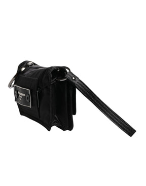 Dolce & Gabbana Schwarze Stoff Logo Two Way Clutch Crossbody Tasche