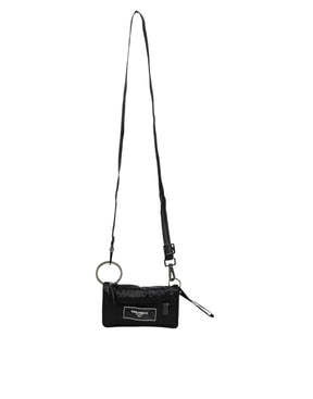 Dolce & Gabbana Schwarze Stoff Logo Two Way Clutch Crossbody Tasche